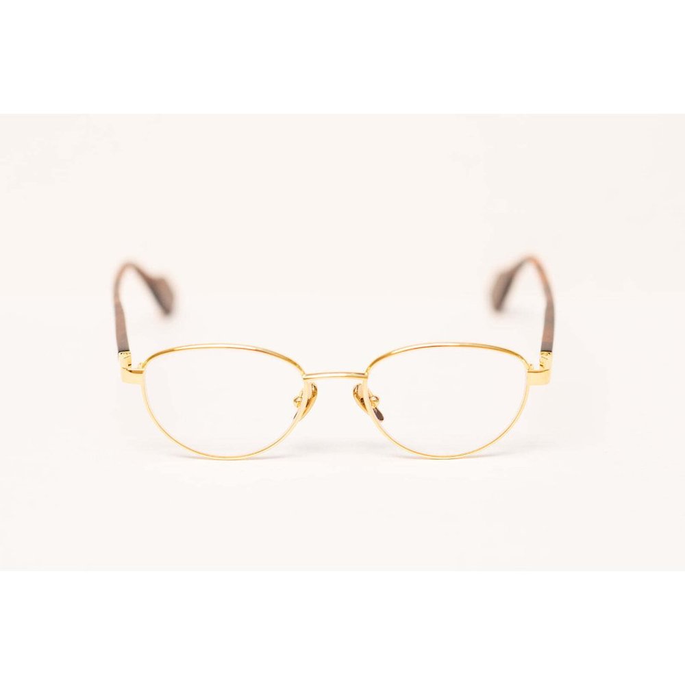 24k Gold Unisex Tortoise Panto Optic Eyewear - Delixs Tentation DX004 01 VP00